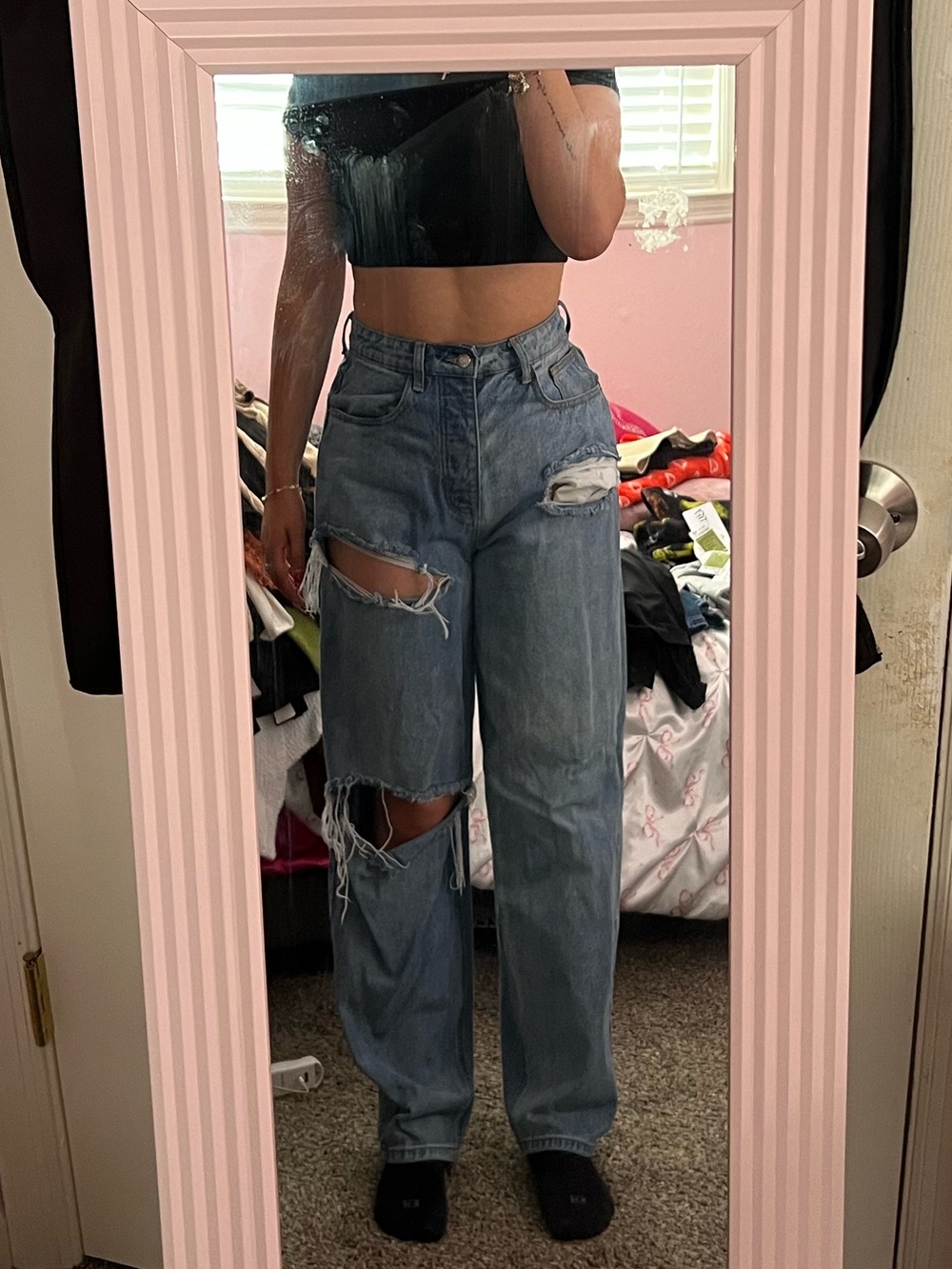 Pretty Little Thing High-Rise Ripped Jeans